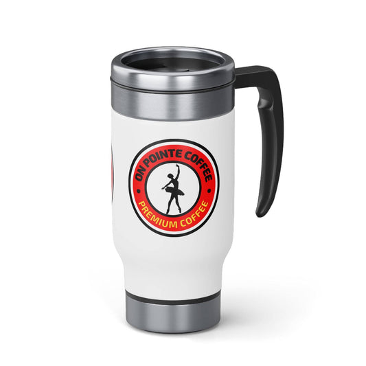 On Pointe Coffee Stainless Steel Travel Mug with Handle, 14oz - On Pointe Coffee